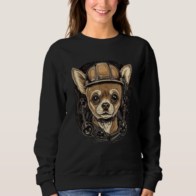 Chihuahua Construction Worker Construction Excavat Sweatshirt (Front)