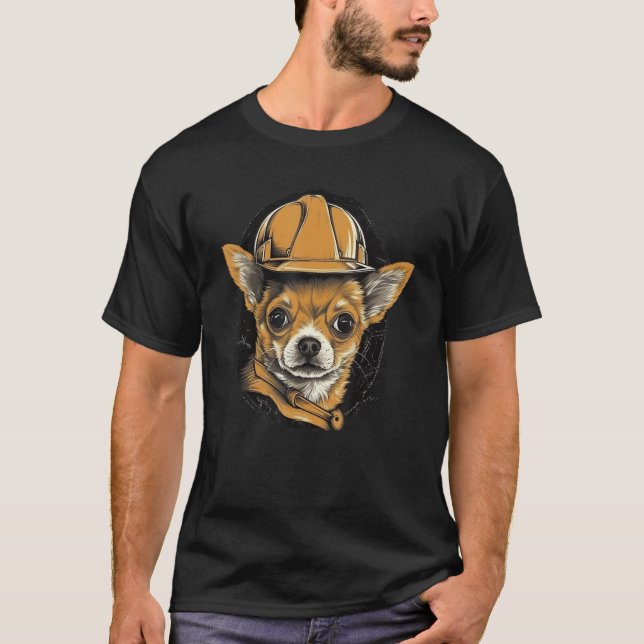 Chihuahua Construction Worker Construction Excavat T-Shirt (Front)