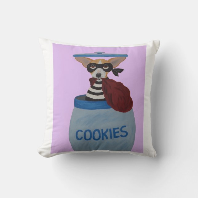 Chihuahua Cookie Thief Cushion (Front)
