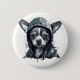 Chihuahua Cool Dog Rap Hip-Hop Gangster 6 Cm Round Badge