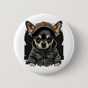 Chihuahua Cool Dog Rap Hip-Hop Gangster 6 Cm Round Badge