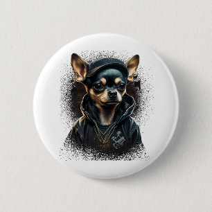 Chihuahua Cool Dog Rap Hip-Hop Gangster 6 Cm Round Badge