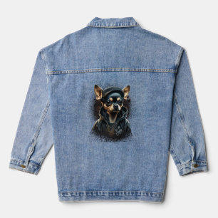 Chihuahua Cool Dog Rap Hip-Hop Gangster Denim Jacket