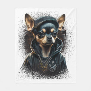 Chihuahua Cool Dog Rap Hip-Hop Gangster Fleece Blanket