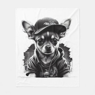 Chihuahua Cool Dog Rap Hip-Hop Gangster Fleece Blanket