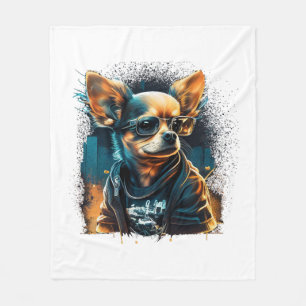 Chihuahua Cool Dog Rap Hip-Hop Gangster Fleece Blanket