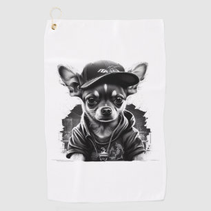Chihuahua Cool Dog Rap Hip-Hop Gangster Golf Towel