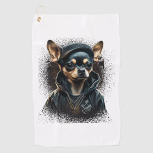 Chihuahua Cool Dog Rap Hip-Hop Gangster Golf Towel
