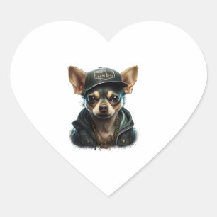 Chihuahua Cool Dog Rap Hip-Hop Gangster Heart Sticker