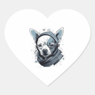Chihuahua Cool Dog Rap Hip-Hop Gangster Heart Sticker
