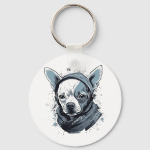 Chihuahua Cool Dog Rap Hip-Hop Gangster Key Ring