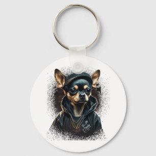 Chihuahua Cool Dog Rap Hip-Hop Gangster Key Ring