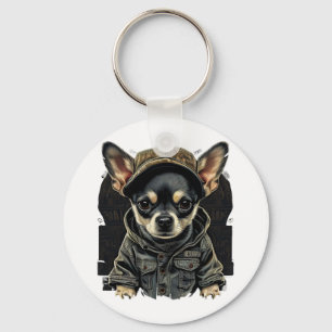 Chihuahua Cool Dog Rap Hip-Hop Gangster Key Ring
