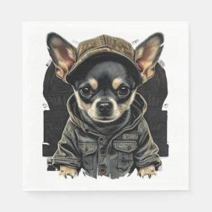 Chihuahua Cool Dog  Rap  Hip-Hop  Gangster         Napkin