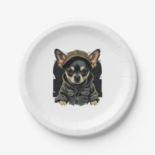 Chihuahua Cool Dog Rap Hip-Hop Gangster Paper Plate