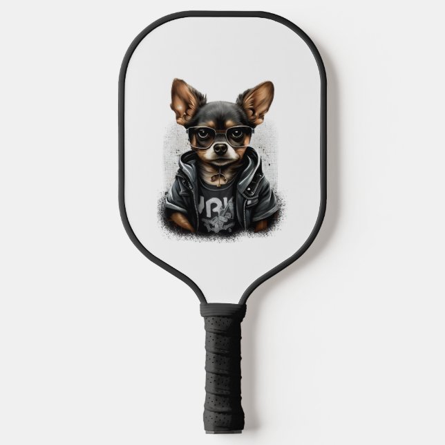 Chihuahua Cool Dog Rap Hip-Hop Gangster Pickleball Paddle (Front)