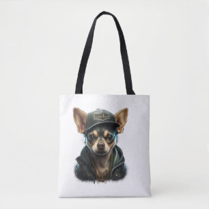 Chihuahua Cool Dog Rap Hip-Hop Gangster Tote Bag