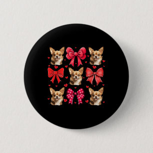 Chihuahua Coquette Bow Puppy Lover Dog Mom Valenti 6 Cm Round Badge