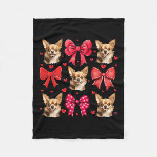 Chihuahua Coquette Bow Puppy Lover Dog Mum Valenti Fleece Blanket