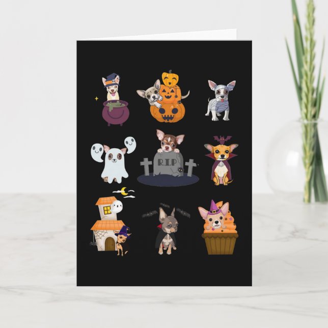 Chihuahua Costume Halloween T-Shirt Cute Halloween Card (Front)
