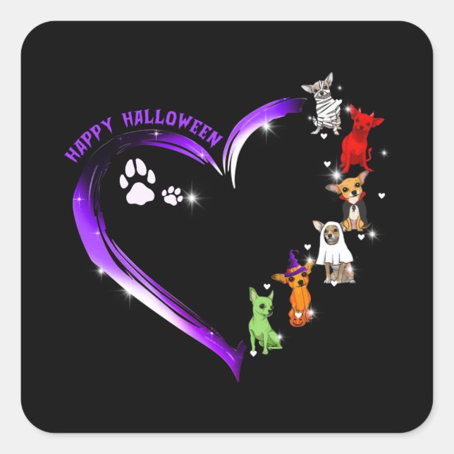 Chihuahua Costume Happy Halloween Shirt Funny Dog Square Sticker (Front)