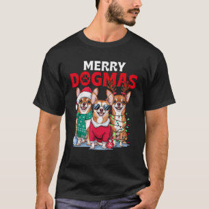 Chihuahua Costume Reindeer Santa Christmas Lights  T-Shirt