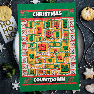 Chihuahua Countdown Christmas Advent Calendar Dog Tea Towel
