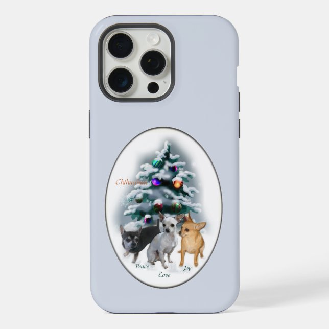 Chihuahua Cute Blue Christmas Holidays iPhone Case (Back)