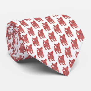 Chihuahua Cute Christmas Dog Silhouette White Neck Tie