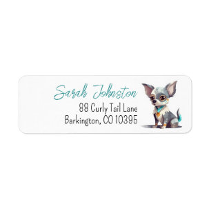Chihuahua Cute Colourful Cartoon Chi Return Addres Address Label