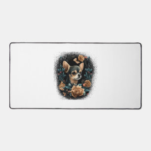Chihuahua Cute Dog Beautiful Flowers Girl Desk Mat