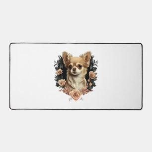 Chihuahua Cute Dog Beautiful Flowers Girl Desk Mat