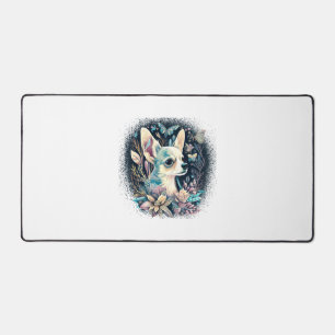 Chihuahua Cute Dog Beautiful Flowers Girl Desk Mat