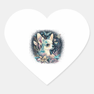 Chihuahua Cute Dog Beautiful Flowers Girl Heart Sticker