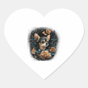 Chihuahua Cute Dog Beautiful Flowers Girl Heart Sticker