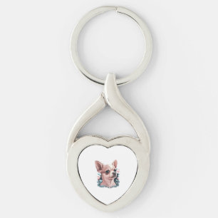Chihuahua Cute Dog Beautiful Flowers Girl Key Ring