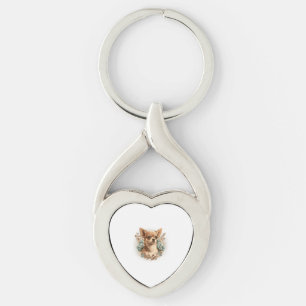 Chihuahua Cute Dog Beautiful Flowers Girl Key Ring