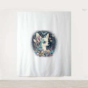 Chihuahua Cute Dog Beautiful Flowers Girl Tapestry
