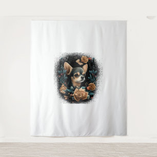Chihuahua Cute Dog Beautiful Flowers Girl Tapestry