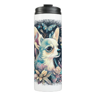 Chihuahua Cute Dog Beautiful Flowers Girl Thermal Tumbler