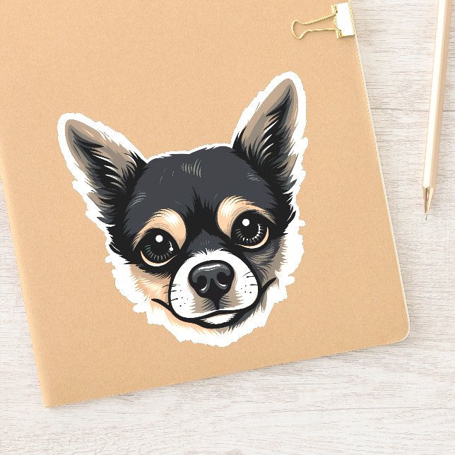 Chihuahua Cute Dog Face Puppy Cartoon Contour (Notebook)