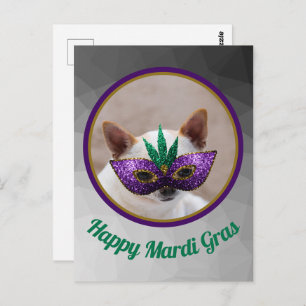 Chihuahua cute Happy Mardi Gras sparkly mask photo Postcard