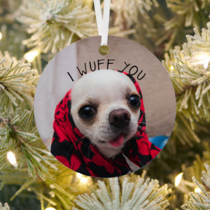 Chihuahua cute I wuff you love Valentines Metal Tree Decoration