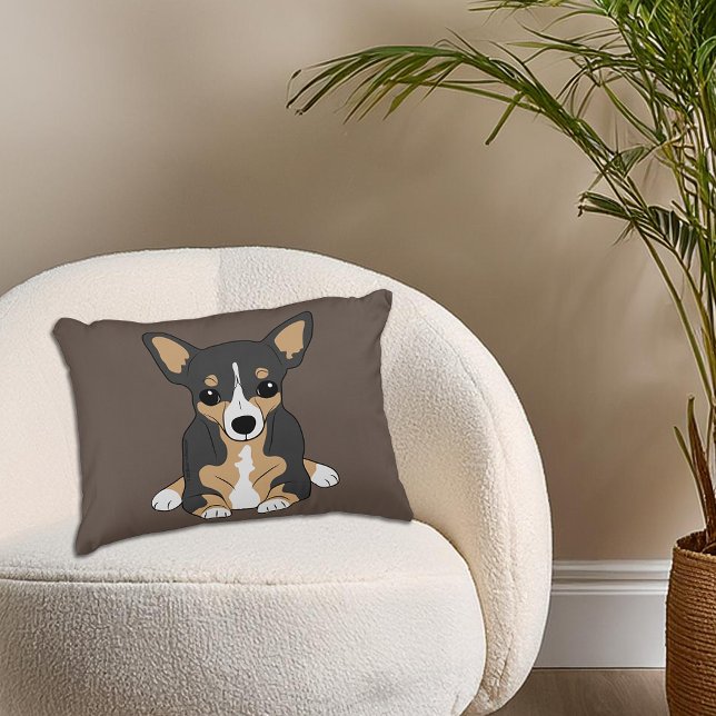Chihuahua Cute Tri-Colour Chihuahua Brown Decorative Cushion (Chihuahua Cute Tri-Color Chihuahua Brown Accent Pillow)