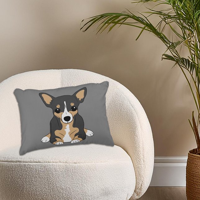 Chihuahua Cute Tri-Colour Chihuahua Grey Decorative Cushion (Chihuahua Cute Tri-Color Chihuahua Gray Accent Pillow)