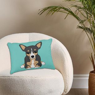 Chihuahua Cute Tri-Colour Chihuahua Light Teal Decorative Cushion