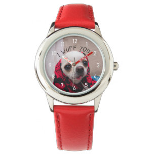 Chihuahua cute wuff you love Valentines w numbers Watch