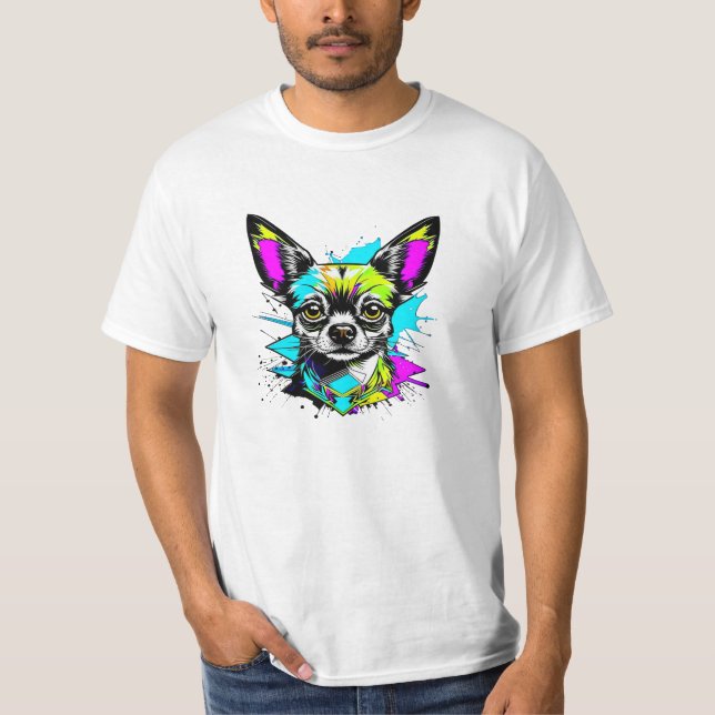 Chihuahua Cyberpunk style Art Dog Lover T-Shirt (Front)