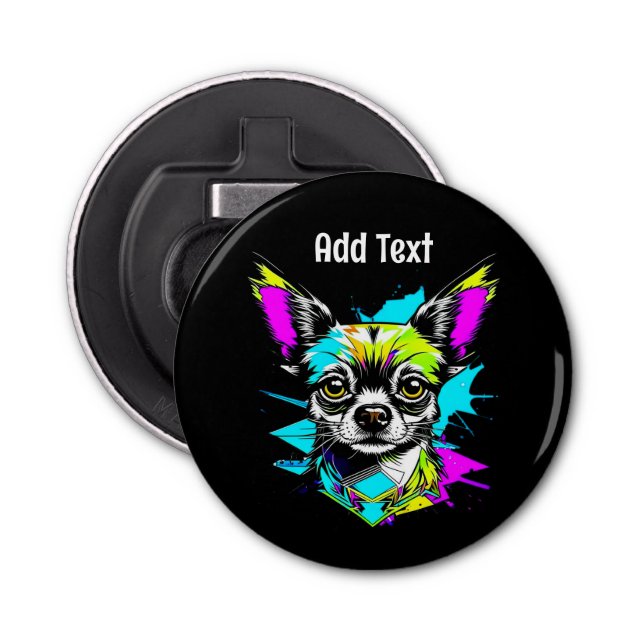 Chihuahua Cyberpunk style Art Personalised Bottle Opener (Front)
