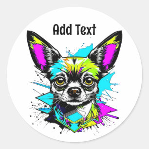 Chihuahua Cyberpunk style Art Personalised Classic Round Sticker